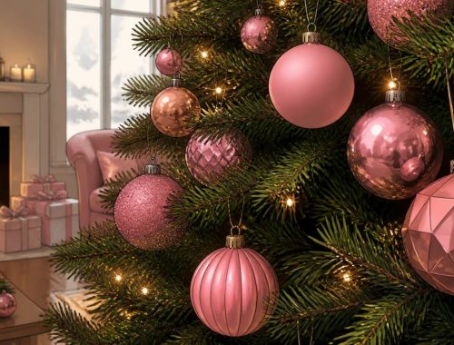 Boules de noel rose pour une décoration de sapin tendance