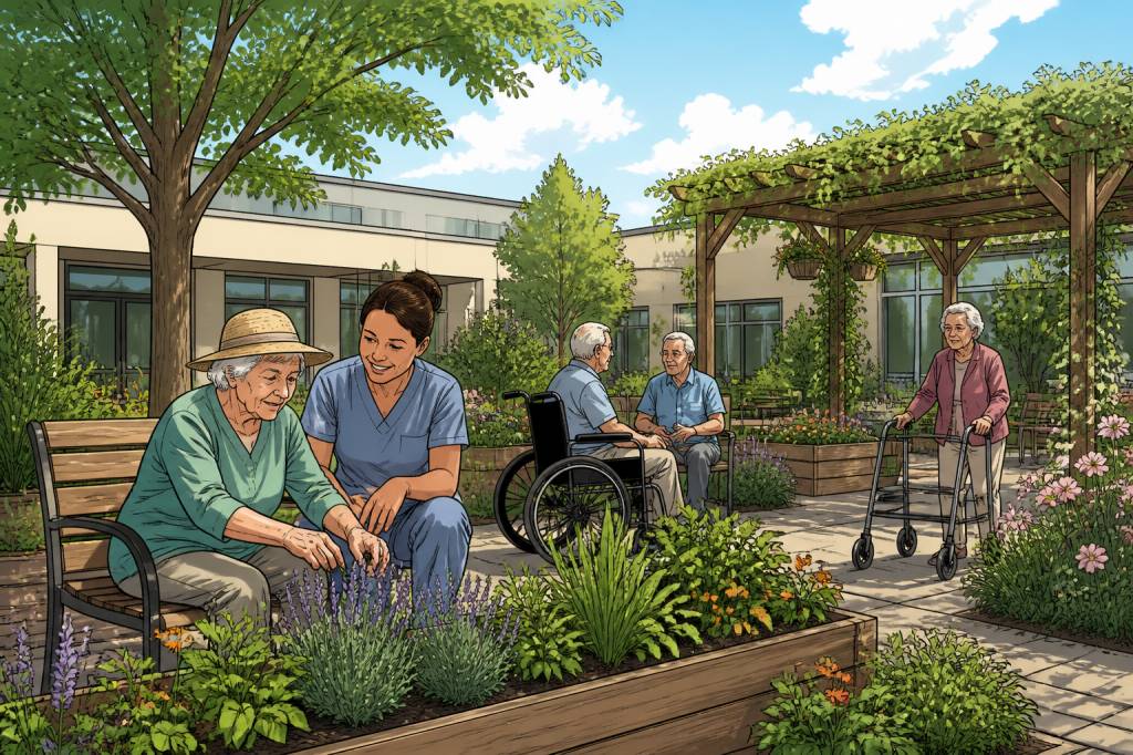 Jardin thérapeutique en ehpad : bienfaits et aménagements adaptés