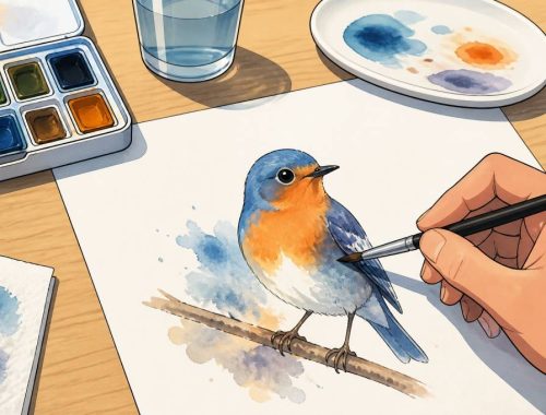 Oiseau aquarelle facile : tuto pour réussir un dessin simple