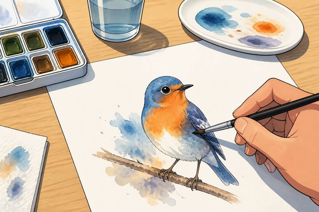 Oiseau aquarelle facile : tuto pour réussir un dessin simple