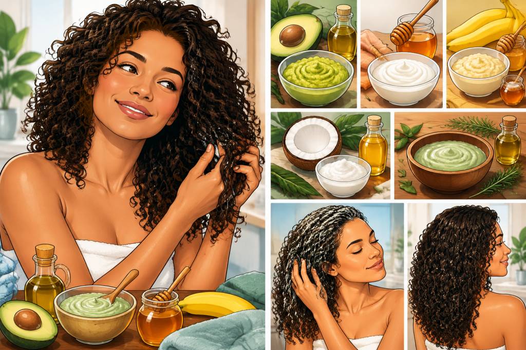 Masques cheveux bouclés maison : 5 recettes naturelles pour des boucles nourries et définies